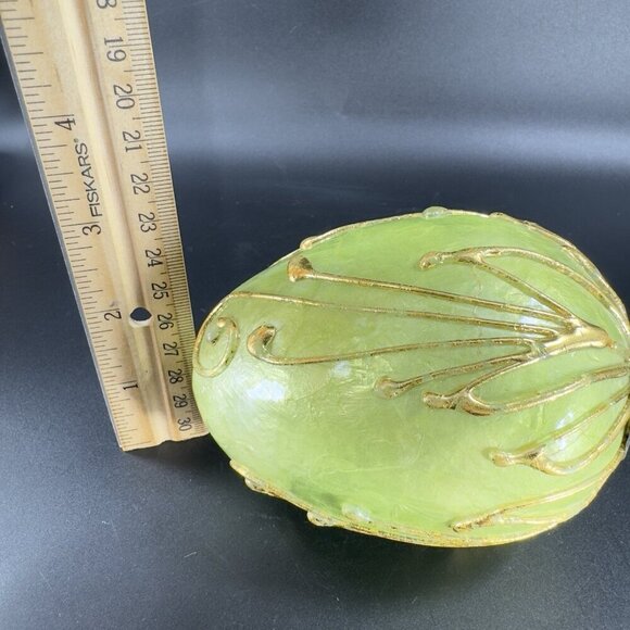 Katherine's Collection Retired Large Egg Green Painted Gold Lines Figurine VTG - Picture 3 of 13
